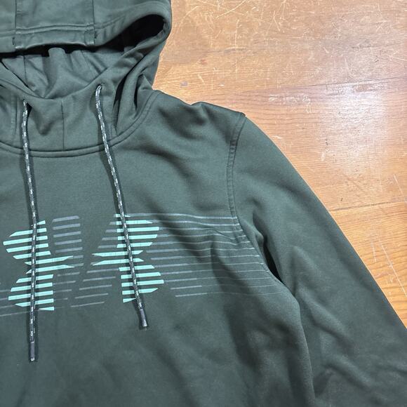 Under Armour ColdGear Hoodie Men’s Small Black Big Logo Fleece Pullover S - Picture 5 of 8